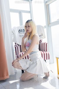 BoBoSocks No.543: Charming Chinese Model's Playful Gaze in a Bright Bedroom.-16