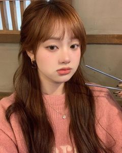 Charming Pretty Girl with Chestnut Brown Hair and Wispy Bangs - Cute Girl Photo-0