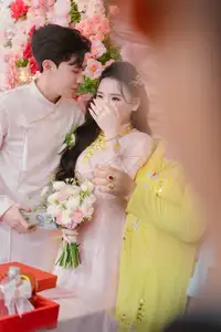 Elegant Vietnamese Bride in Pink Ao Dai: A Stunning Traditional Wedding Ceremony-4
