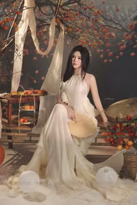 VGU No.31: Captivating Asian Muse Radiates Elegance in a Stunning Autumn-Themed Photoshoot-9