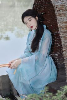 Captivating Traditional Portrait: Elegant Long-Legged Hot Girl in Dreamy Setting-2