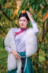 Graceful Vietnamese Girl in Traditional Attire Amidst Autumn Persimmon Garden-10