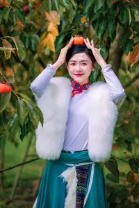Graceful Vietnamese Girl in Traditional Attire Amidst Autumn Persimmon Garden-9