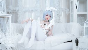 Alluring "Evil Bunny Girl" Cosplay in Pristine White.-16