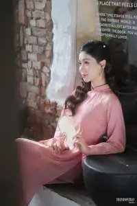 Serene Beauty of a Lady in Pink Traditional Dress with Spring Blossoms-8