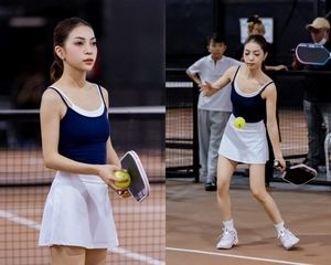 Nhat Le Shines on Pickleball Court, Elevating Beauty with Captivating Athletic Style.-5