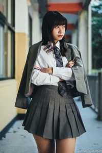 Elegant Campus Fashion: Ruoying’s Sophisticated Urban Style at the University of Science and Technology Beijing (USTB) with Chic Black Stockings-30