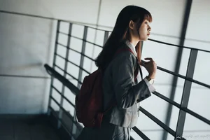 Elegant Campus Fashion: Ruoying’s Sophisticated Urban Style at the University of Science and Technology Beijing (USTB) with Chic Black Stockings-46