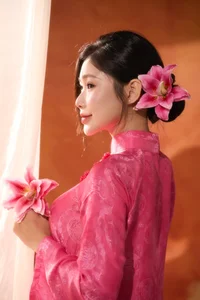 Elegant Pink Silk Ao Dai - Traditional Vietnamese Dress for Weddings and Special Occasions | Soft Pink Silk Fashion-1