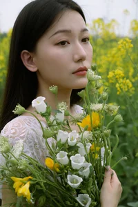 Ethereal Beauty: Xiao Yue Amidst Rapeseed Blooms in Art Language Vol.8948-28