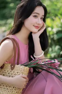 Captivating Grace: Long-Haired Beauty in Soft Pink Evokes Dreamy Serenity.-13