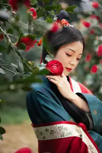 Elegant Qi Ni Si Mao: A Timeless Portrait in Traditional Attire & Camellias - YiTuYu Vol.8689-20