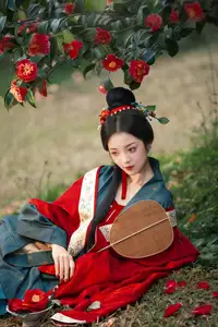 Elegant Qi Ni Si Mao: A Timeless Portrait in Traditional Attire & Camellias - YiTuYu Vol.8689-4