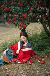 Elegant Qi Ni Si Mao: A Timeless Portrait in Traditional Attire & Camellias - YiTuYu Vol.8689-6