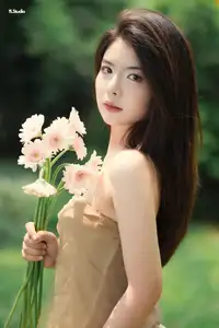 VGU No.167: Captivating Pure Beauty: A Gentle Young Woman and Flowers in Nature-5