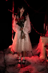 Elegant Red Dream Lolita Fashion Photography - YiTuYu Art Language Vol.9098 featuring Model A Tang-15