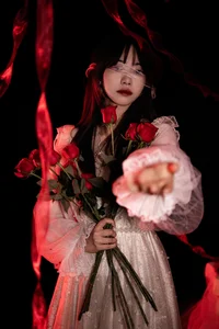 Elegant Red Dream Lolita Fashion Photography - YiTuYu Art Language Vol.9098 featuring Model A Tang-2