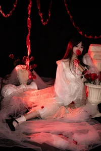 Elegant Red Dream Lolita Fashion Photography - YiTuYu Art Language Vol.9098 featuring Model A Tang-11