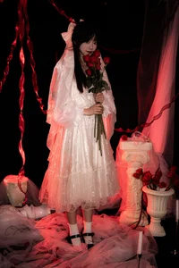 Elegant Red Dream Lolita Fashion Photography - YiTuYu Art Language Vol.9098 featuring Model A Tang-5