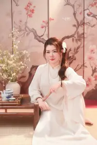 Graceful Asian Woman: Elegant Traditional Beauty in a Serene Tea Ceremony Moment.-0