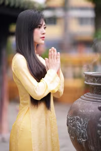 VGU No.132: Elegant Yellow Ao Dai Beauty Inspiring Vietnamese Cultural Grace-10