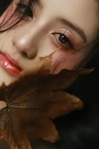 VGU No.185: Gentle Autumn Charm: A Girl's Radiant Smile in a Warm Plaid Scarf-1