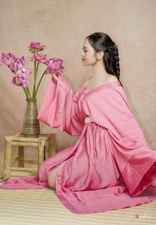 Graceful Young Woman in Pink with Lotus Flowers | Vietnamese Beauty Photo-4