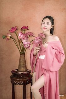 Graceful Young Woman in Pink with Lotus Flowers | Vietnamese Beauty Photo-9