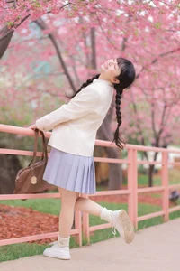 Dreamy Spring Aesthetic: Schoolgirl Style Under Cherry Blossoms - JK Uniform-5