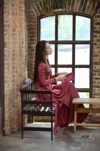 Discover Vietnamese Ao Dai Beauty: Elegant, Graceful Girl in a Cafe Setting-23