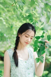 Elegant Summer Aesthetic Portrait Series: Art Language Vol.9364 featuring Model Bu Yao Zhang Rou in a Sweet Mint Breeze Setting-16