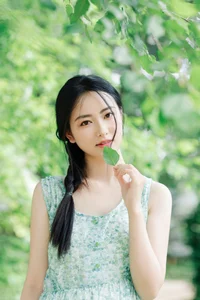 Elegant Summer Aesthetic Portrait Series: Art Language Vol.9364 featuring Model Bu Yao Zhang Rou in a Sweet Mint Breeze Setting-12