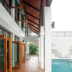 Modern Tropical 2-Story Home Design: The LP16 House Featuring North-South Ventilation, Private Pool, and Sustainable Wooden Louvers for Multi-Generational Living-14