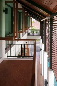 Modern Tropical 2-Story Home Design: The LP16 House Featuring North-South Ventilation, Private Pool, and Sustainable Wooden Louvers for Multi-Generational Living-11