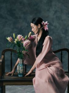 Artistic Portrait: Elegant Asian Woman with Lilies-7