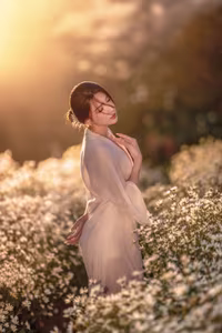 VGU No.118 Dreamy Girl in a Poetic Flower Field Bathed in Golden Hour Light-0