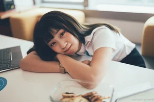 Sophisticated Office Lady Fashion: Ruoying in Elegant White Blouse, Black Pencil Skirt, and Sheer Stockings for a Professional Corporate Look-12