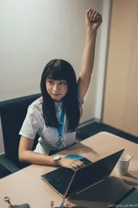 Sophisticated Office Lady Fashion: Ruoying in Elegant White Blouse, Black Pencil Skirt, and Sheer Stockings for a Professional Corporate Look-4