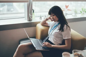 Sophisticated Office Lady Fashion: Ruoying in Elegant White Blouse, Black Pencil Skirt, and Sheer Stockings for a Professional Corporate Look-1