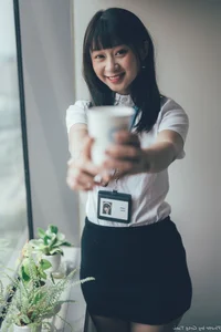 Sophisticated Office Lady Fashion: Ruoying in Elegant White Blouse, Black Pencil Skirt, and Sheer Stockings for a Professional Corporate Look-36