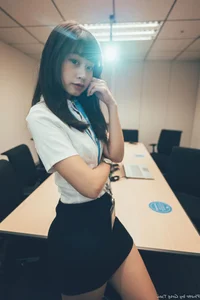 Sophisticated Office Lady Fashion: Ruoying in Elegant White Blouse, Black Pencil Skirt, and Sheer Stockings for a Professional Corporate Look-23