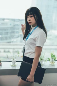 Sophisticated Office Lady Fashion: Ruoying in Elegant White Blouse, Black Pencil Skirt, and Sheer Stockings for a Professional Corporate Look-28