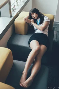 Sophisticated Office Lady Fashion: Ruoying in Elegant White Blouse, Black Pencil Skirt, and Sheer Stockings for a Professional Corporate Look-43