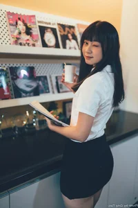 Sophisticated Office Lady Fashion: Ruoying in Elegant White Blouse, Black Pencil Skirt, and Sheer Stockings for a Professional Corporate Look-44