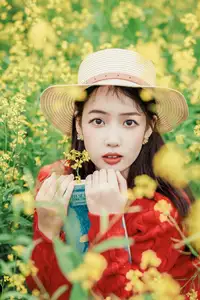 Gentle Beauty: A Girl in a Vibrant Rapeseed Flower Field, Spring Serenity-3