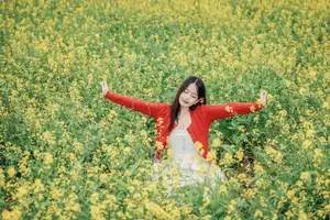 Gentle Beauty: A Girl in a Vibrant Rapeseed Flower Field, Spring Serenity-16