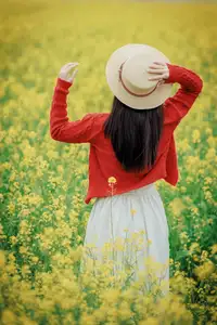Gentle Beauty: A Girl in a Vibrant Rapeseed Flower Field, Spring Serenity-9