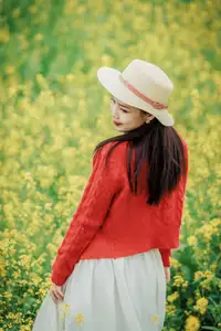 Gentle Beauty: A Girl in a Vibrant Rapeseed Flower Field, Spring Serenity-2