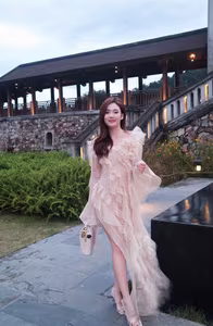 VGU No.51: Elegant Muse in a Flowing Gown Amidst Majestic Nature-12