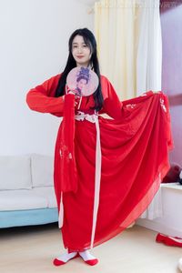 Chinese Model Rongrong No.2328: Elegant Hanfu in Radiant Red Traditional Attire-4